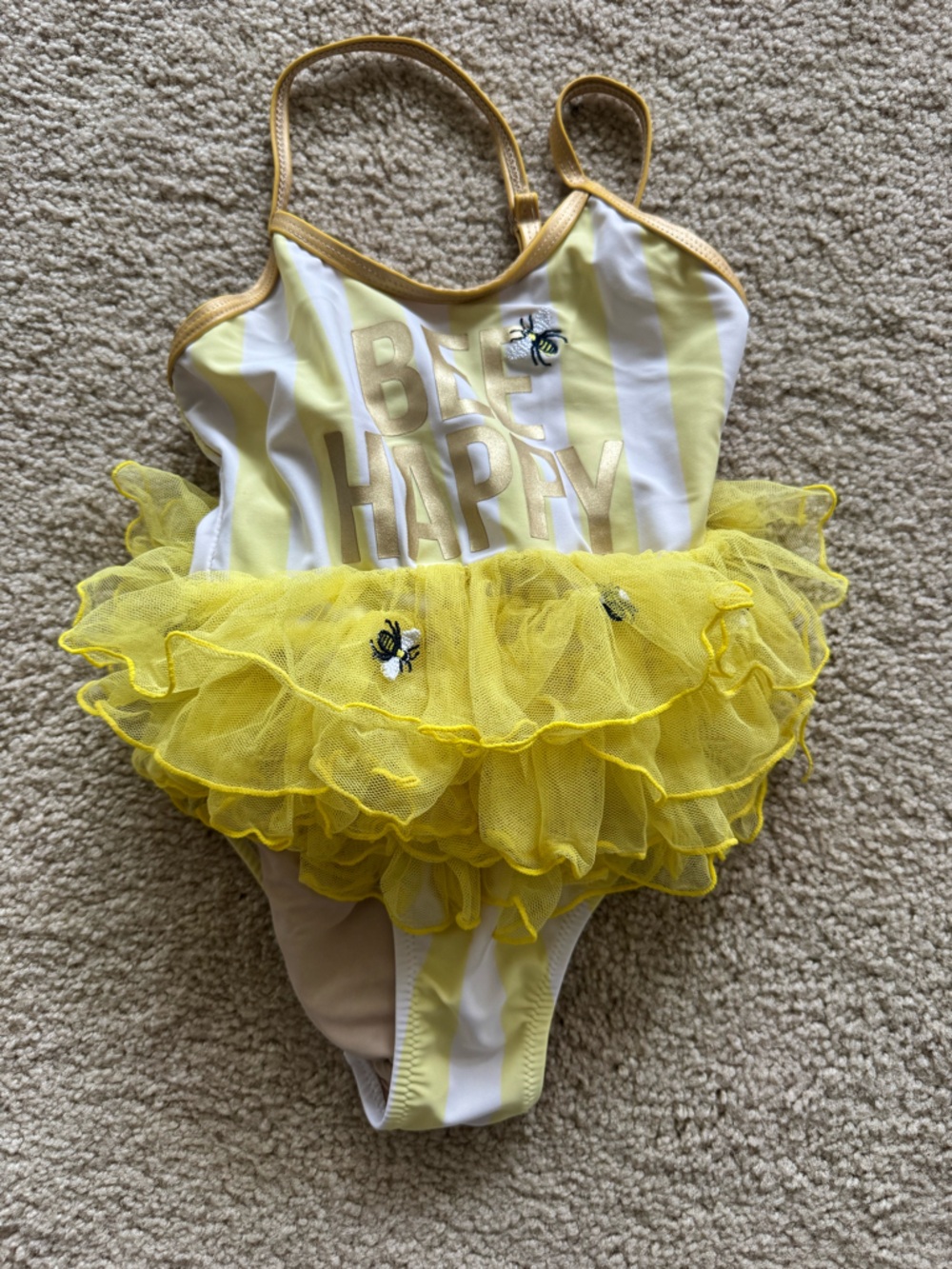 Be Happy Yellow Ruffle One-Piece Swimsuit for Kids